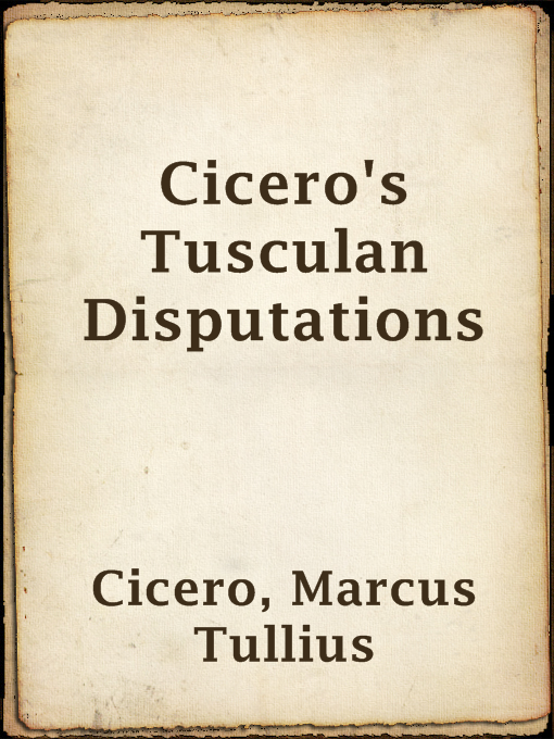 Cover of Cicero's Tusculan Disputations